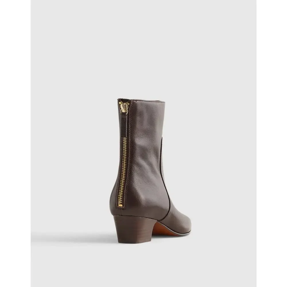 Madewell The Lexie Ankle Boot Square Toe Turkish Coffee Leather Size 10 NWOB